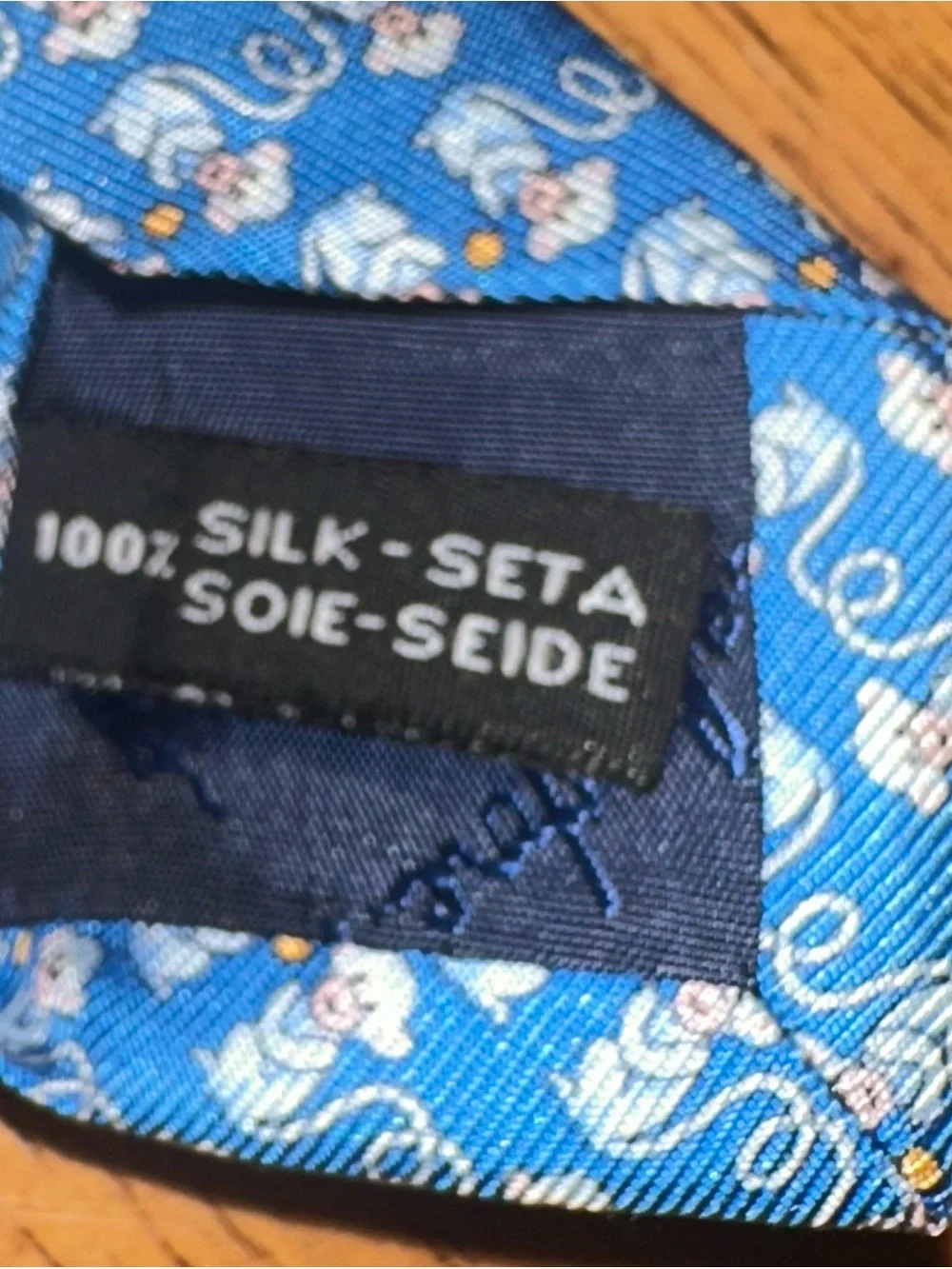 Salvatore Ferragamo Mens Silk Tie Blue Monkey Animal Print Made in Italy